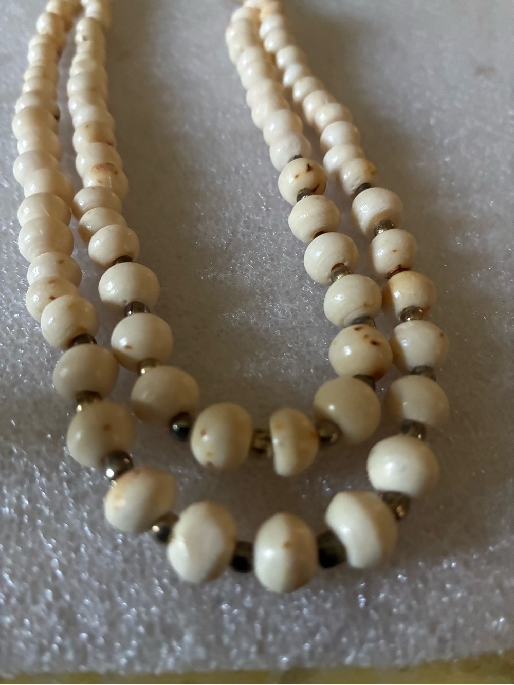 Cream Beaded Double-Strand Necklace antique bone